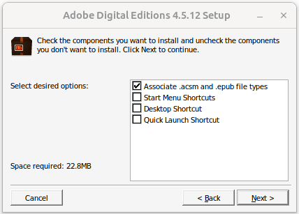 associate .acsm and .epub file types